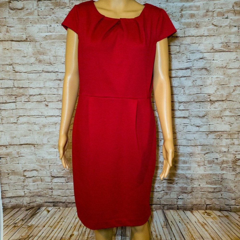 Dana Buchman Red Cap Sleeve Knit Dress w/Pockets